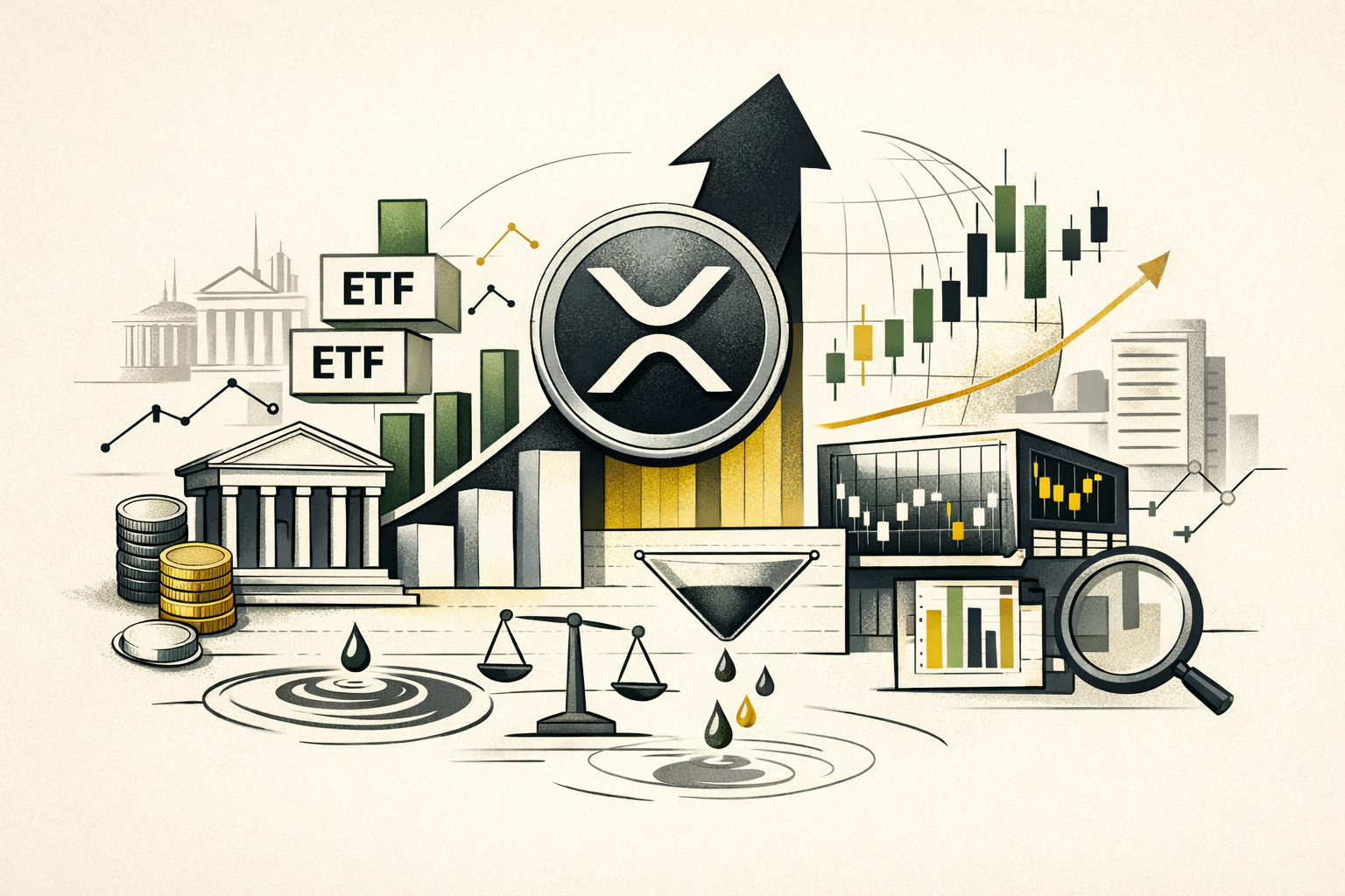 Graph showing XRP ETF inflows compared to Bitcoin and Ethereum